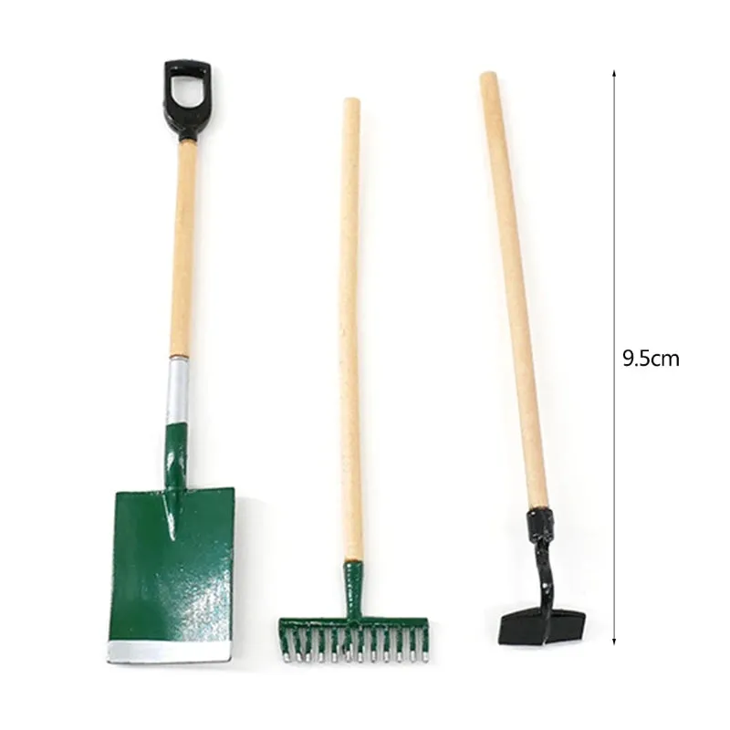 1/12 Scale Mini Shovel Rake Garden Tools Model Dollhouse Miniature Accessories