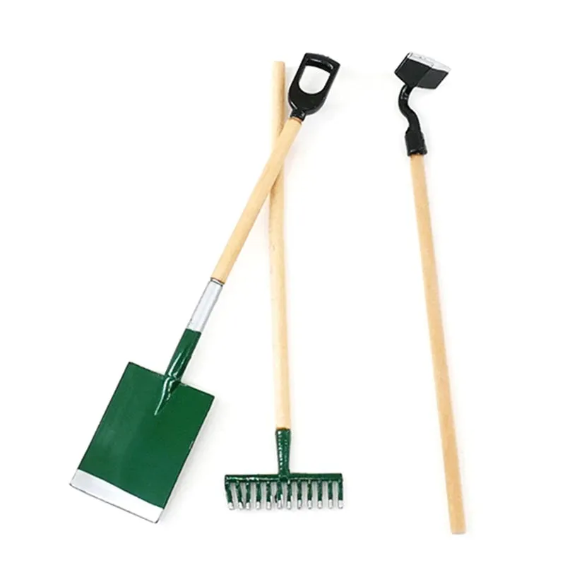 1/12 Scale Mini Shovel Rake Garden Tools Model Dollhouse Miniature Accessories