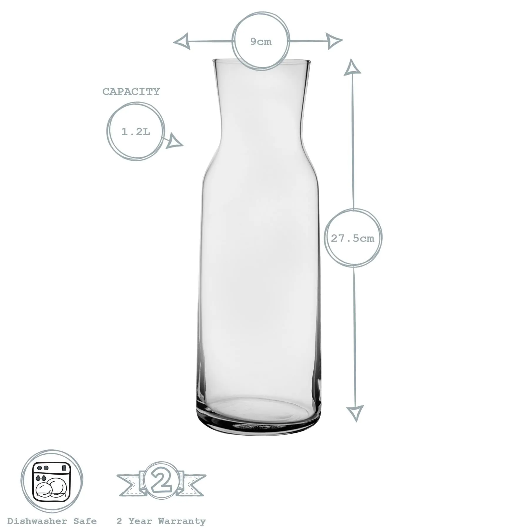 1.2L Aquaria Glass Carafe - By Bormioli Rocco