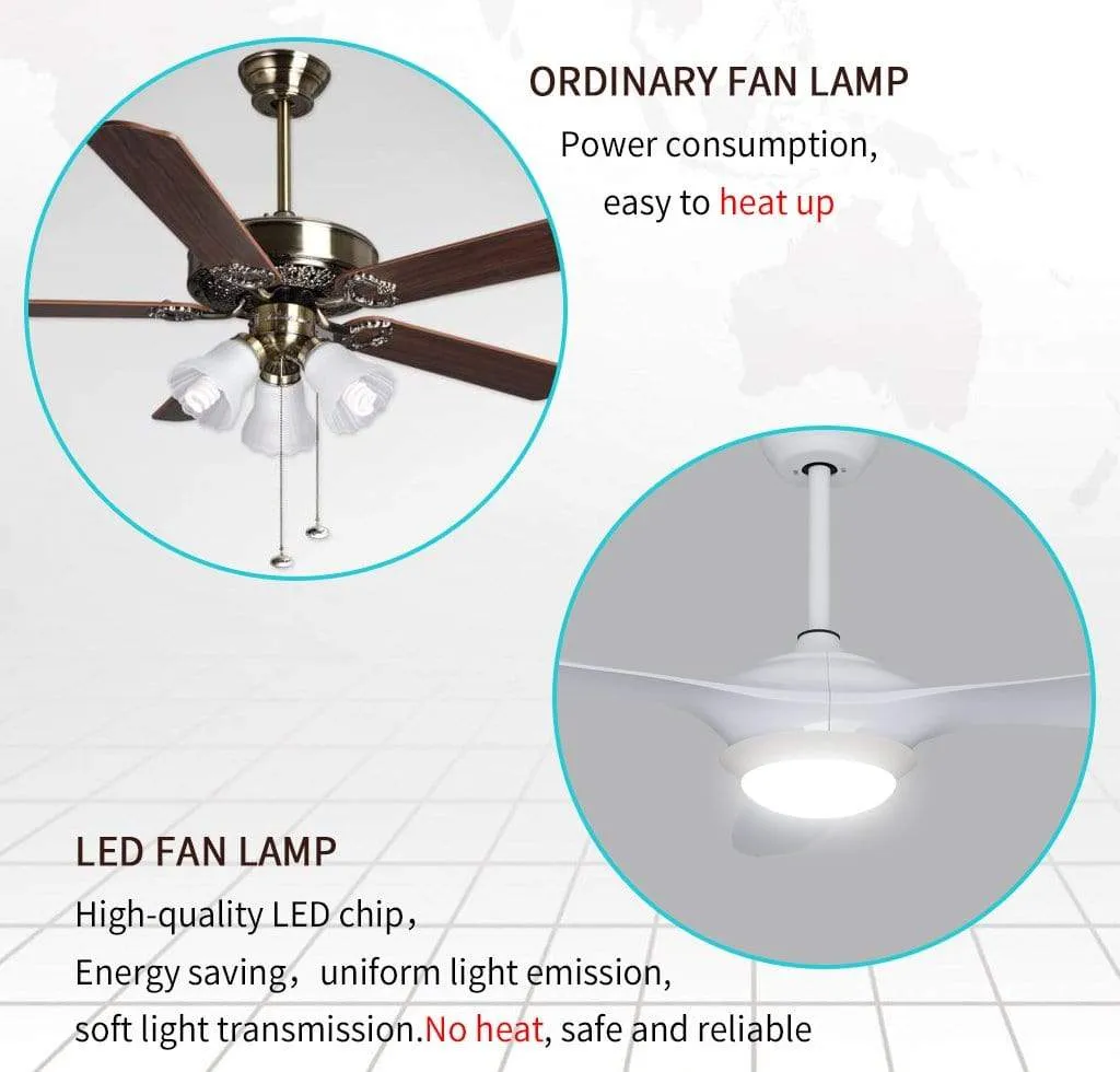 1320mm DC With 3 Colors LED Light 3 Blades Ceiling Fan