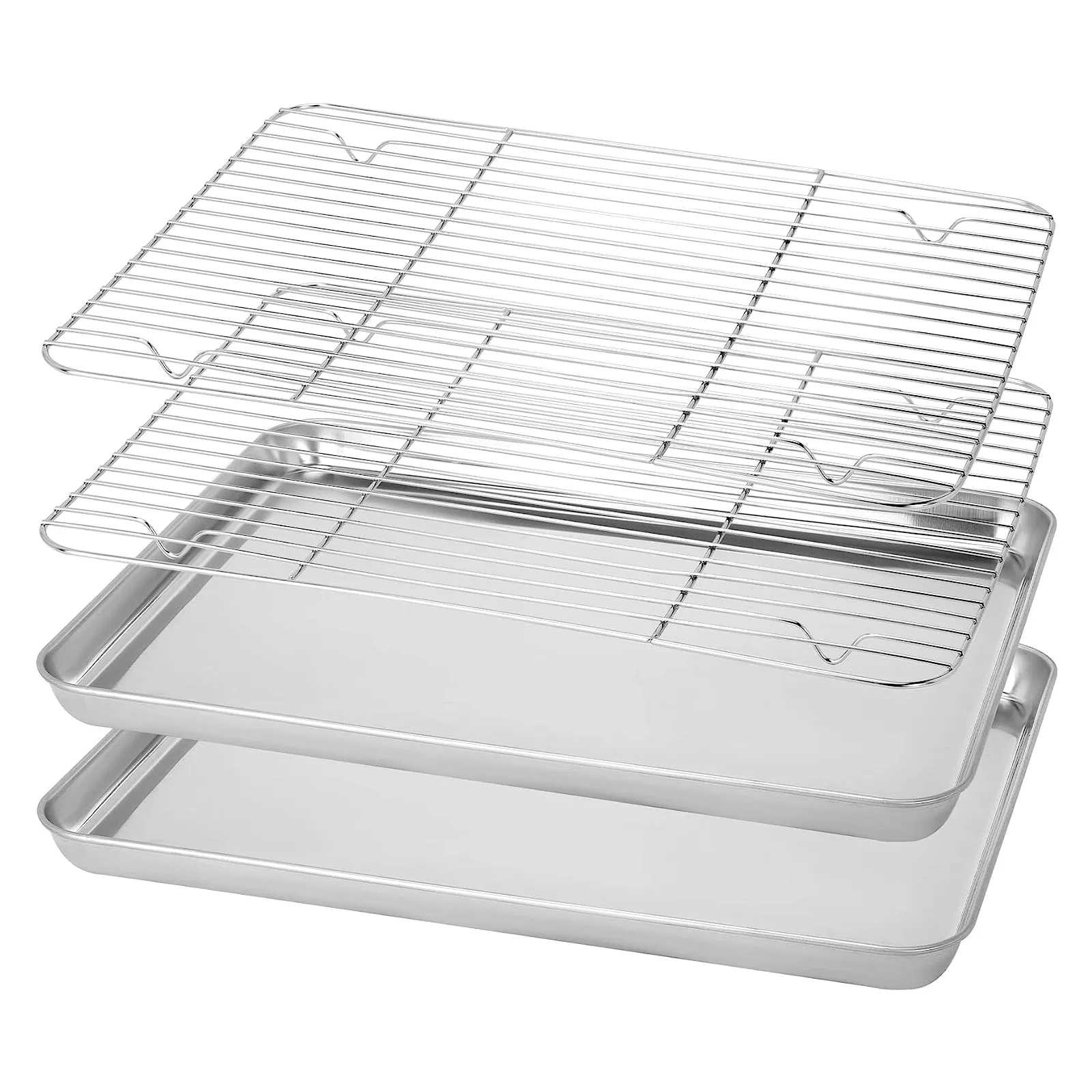 1pc Stainless Steel Baking Pan Toaster Oven Pans Grid Baking Dish BBQ Cookie Cake, 30*24cm