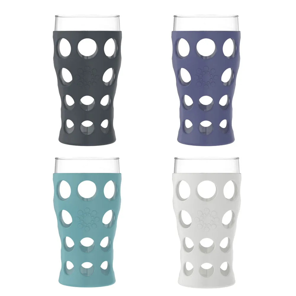 20oz Beverage Glass with Silicone Sleeve -4 Pack