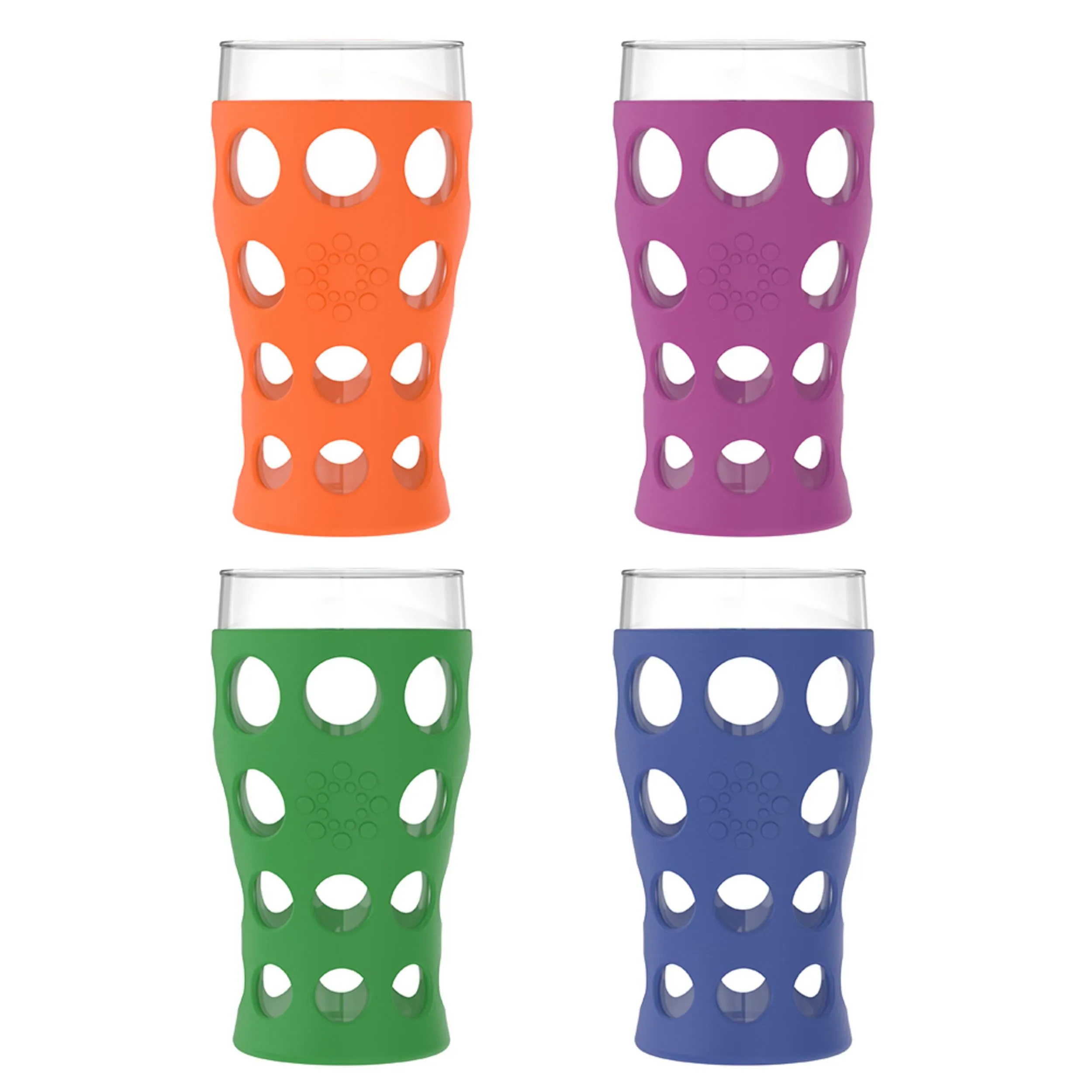 20oz Beverage Glass with Silicone Sleeve -4 Pack