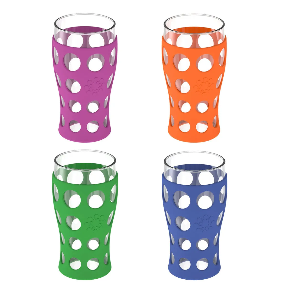 20oz Beverage Glass with Silicone Sleeve -4 Pack