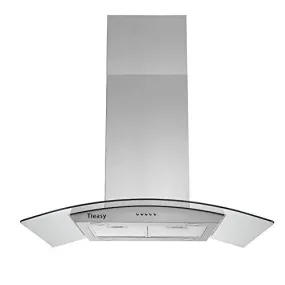 36 inch Island Range Hood 700 CFM Ceiling Mount Hood Stainless Steel Stove Vent Hood with Tempered Glass, Push Button Controls, Mesh Filters