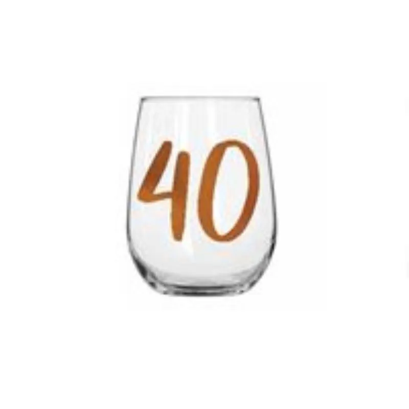 40th Rainbow Stemless WIne Glass - 600ml