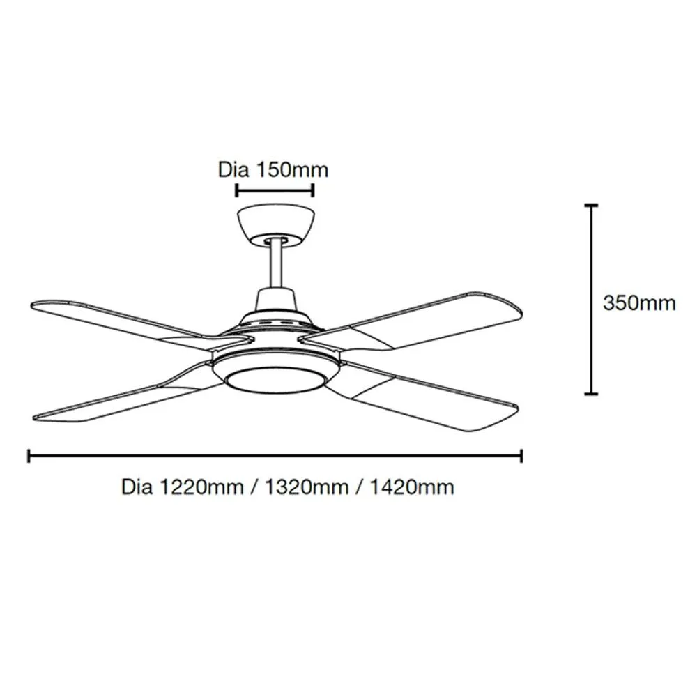 48" Discovery II AC Ceiling Fan Black, White with Light MDF1243M, MDF1243W Martec Lighting