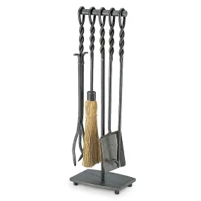 5 Piece Soldiered Row Vintage Iron Fireplace Tool Set - 31-inH