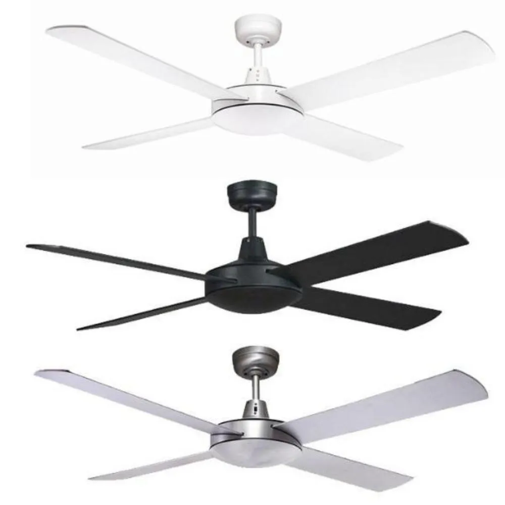 52" Lifestyle AC Ceiling Fan Brushed Aluminium, Matt Black, White DLS134 Martec Lighting