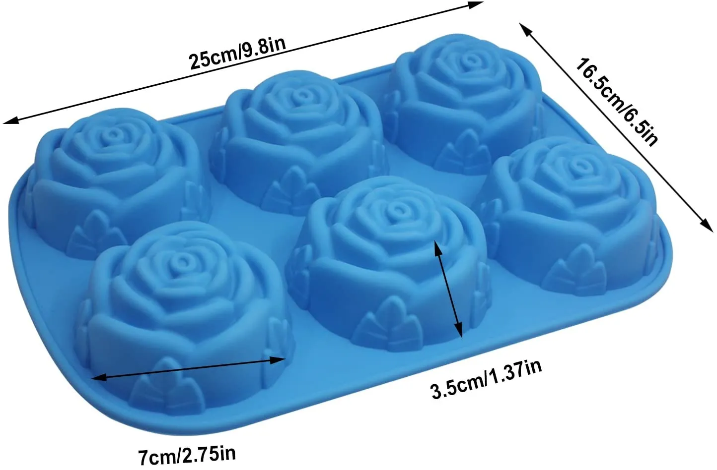 6 Cavity Rose Design Silicone Molds For Handmade Soap Jelly