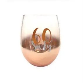 60 Rose Gold Ombre Stemless Wine Glass - 600ml