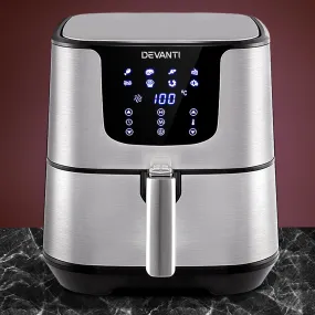 7L LCD Air Fryer Stainless Steel, 8-in-1, Devanti