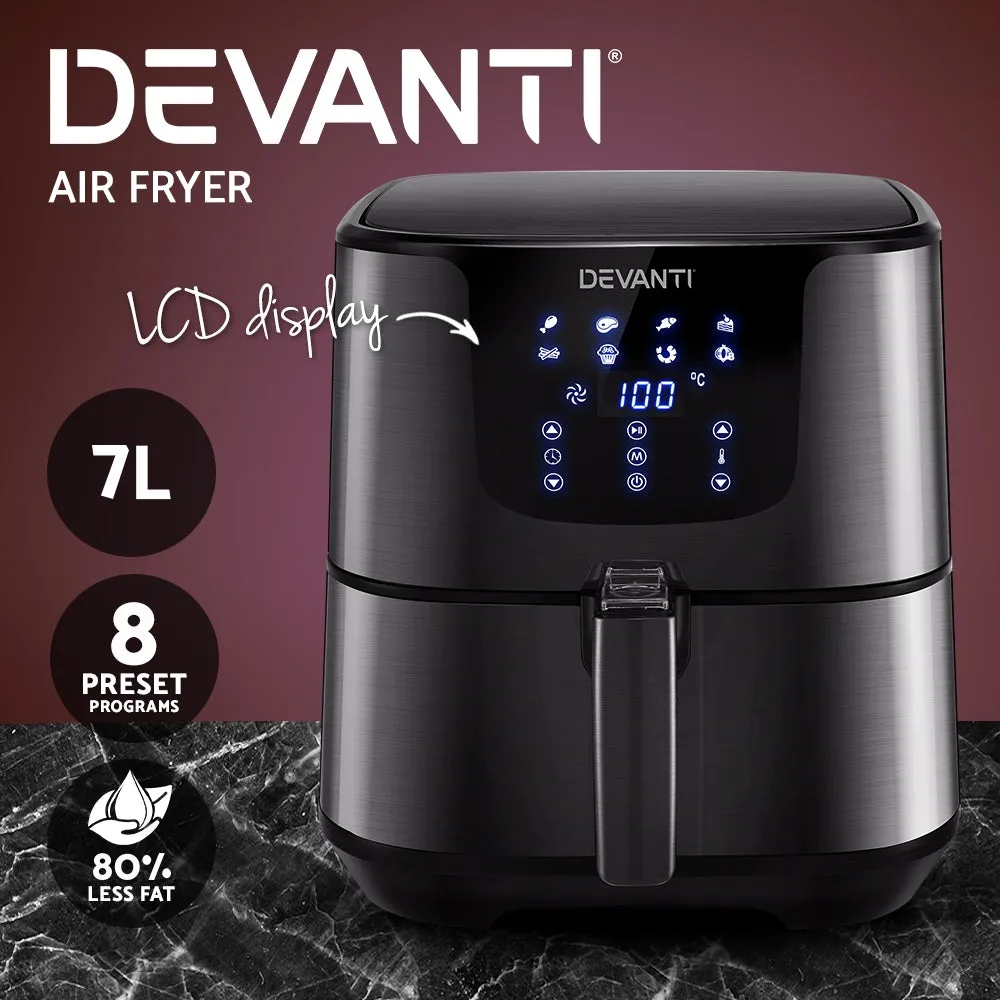 7L XL Air Fryer, LCD Control, 1700W, 8 Presets - Devanti