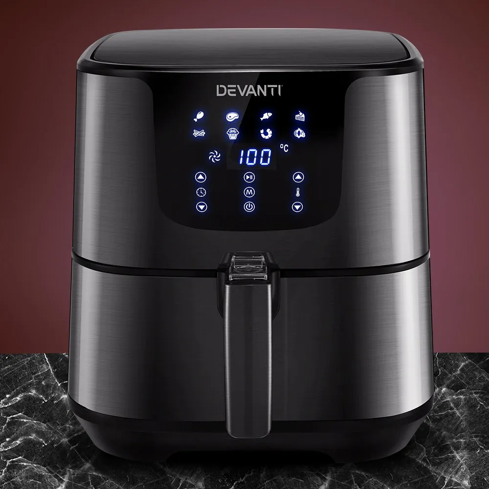 7L XL Air Fryer, LCD Control, 1700W, 8 Presets - Devanti