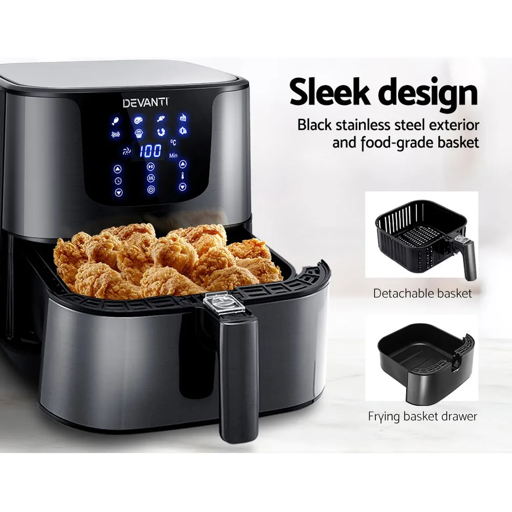 7L XL Air Fryer, LCD Control, 1700W, 8 Presets - Devanti