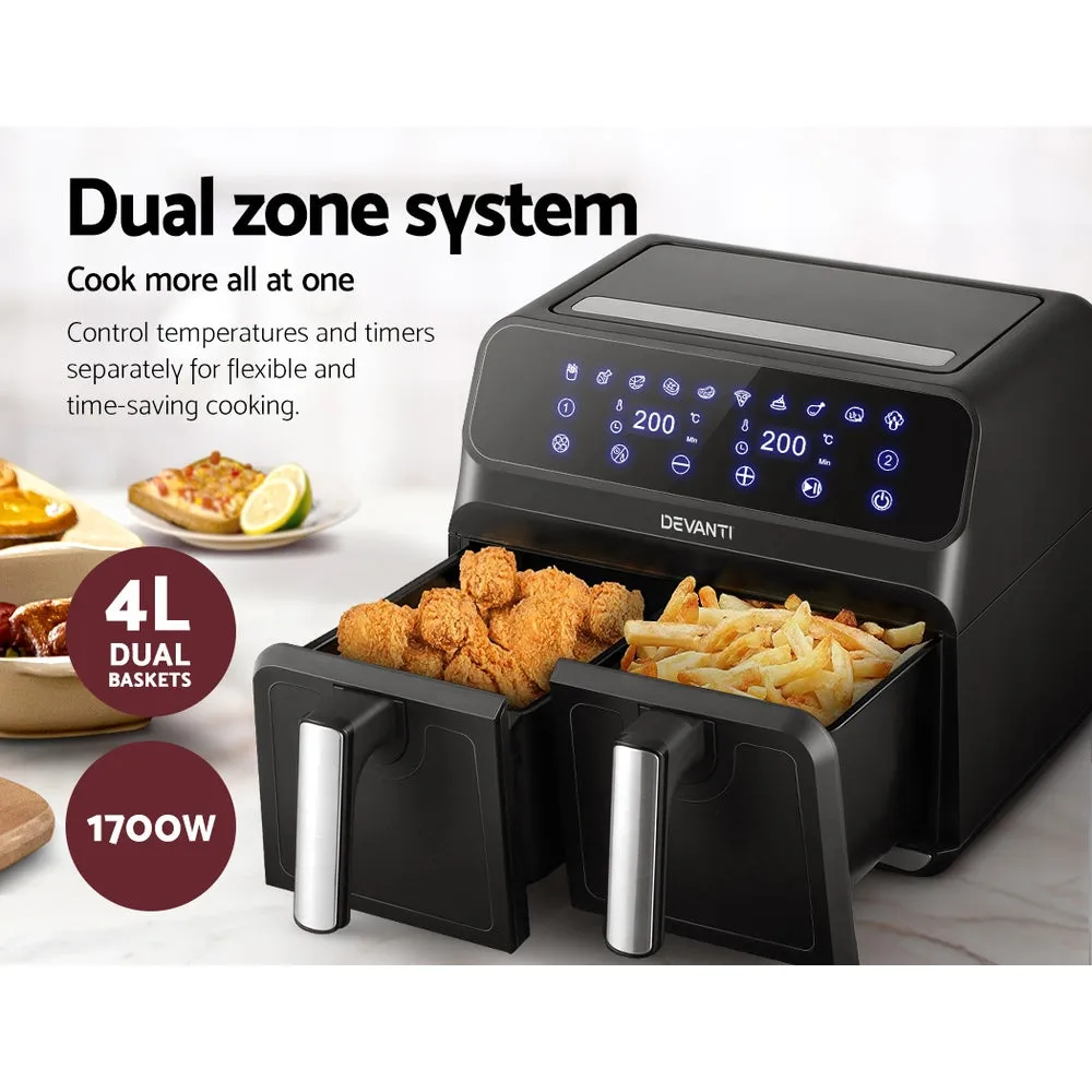 8L Dual Zone Air Fryer, LCD, 1700W - Devanti