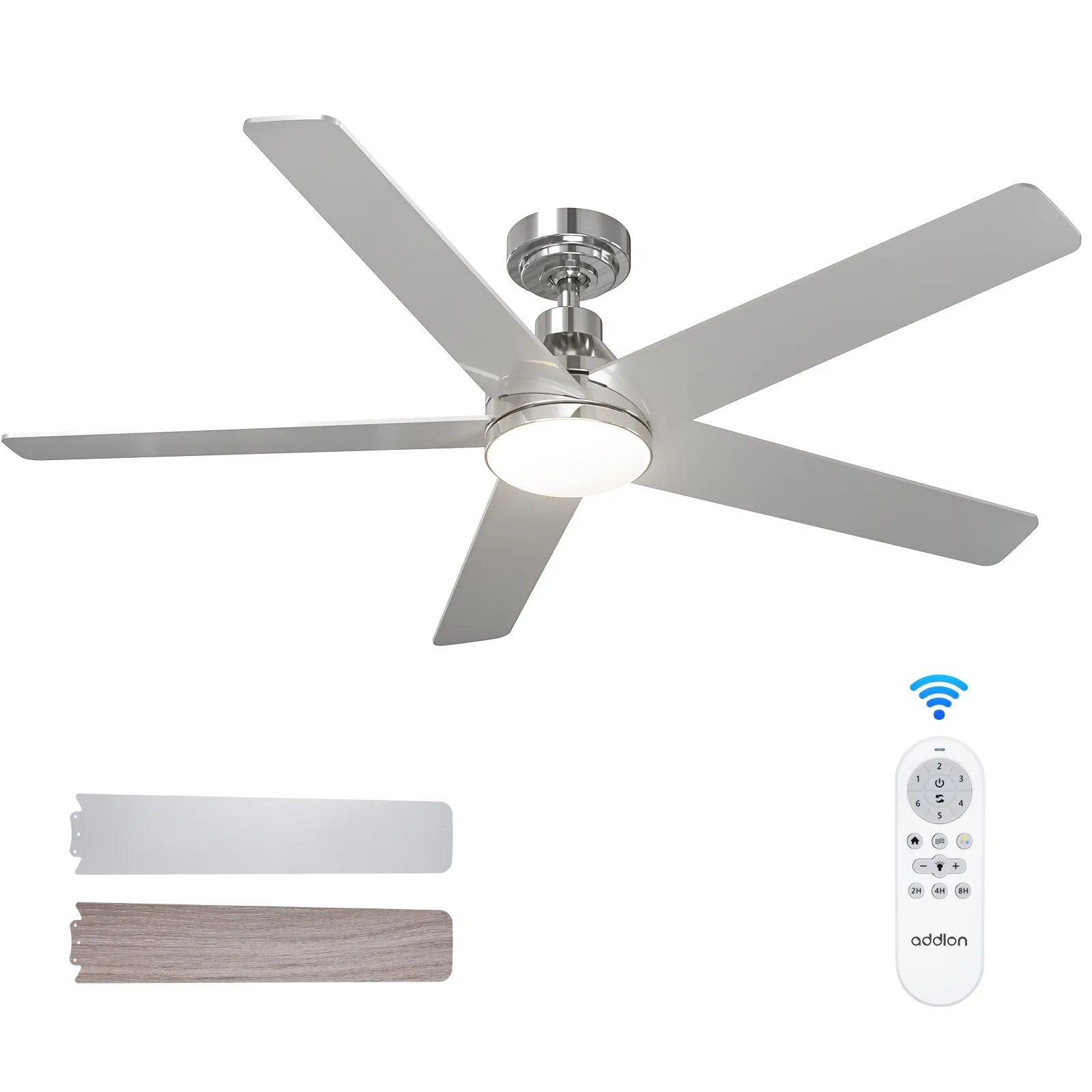 Addlon Ceiling Fans with Lights, 32/42/52 inch White/Nickel/Black Ceiling Fan with Light and Remote Control, Reversible, 3CCT, Dimmable, Noiseless, Small Ceiling Fan for Bedroom, Farmhouse, Indoor/Outdoor Use