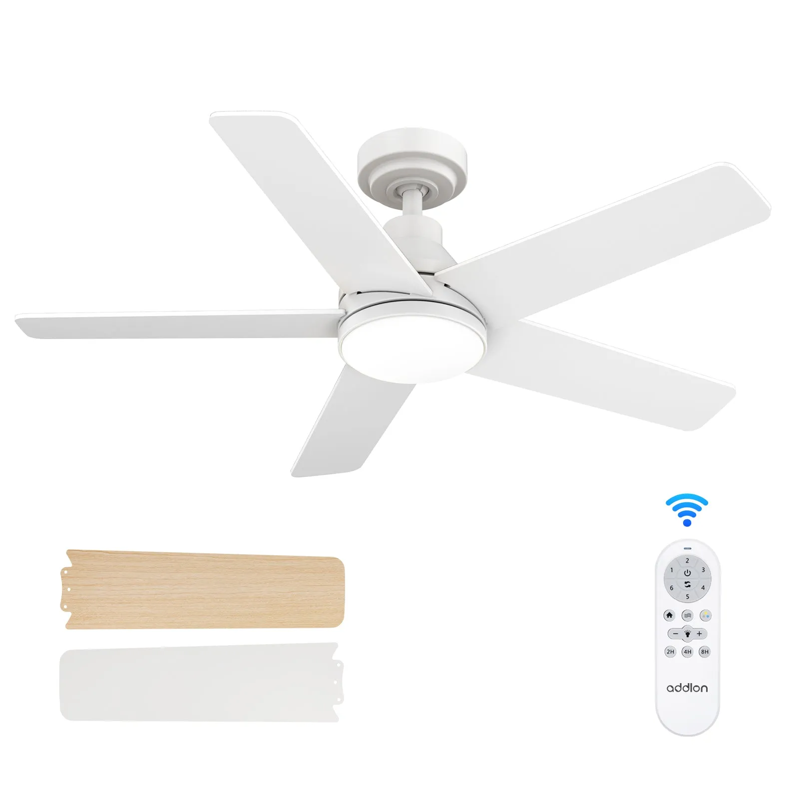 Addlon Ceiling Fans with Lights, 32/42/52 inch White/Nickel/Black Ceiling Fan with Light and Remote Control, Reversible, 3CCT, Dimmable, Noiseless, Small Ceiling Fan for Bedroom, Farmhouse, Indoor/Outdoor Use