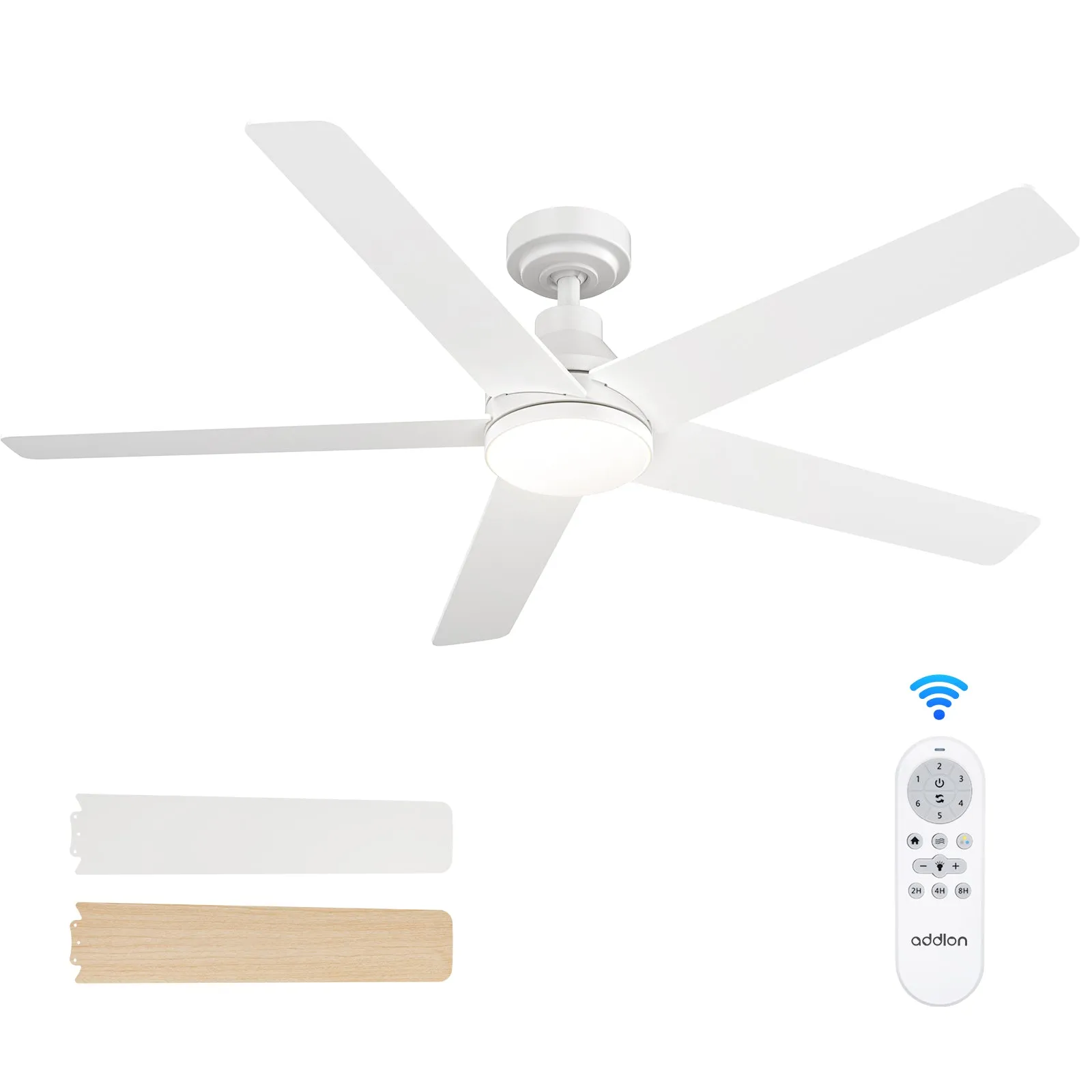 Addlon Ceiling Fans with Lights, 32/42/52 inch White/Nickel/Black Ceiling Fan with Light and Remote Control, Reversible, 3CCT, Dimmable, Noiseless, Small Ceiling Fan for Bedroom, Farmhouse, Indoor/Outdoor Use