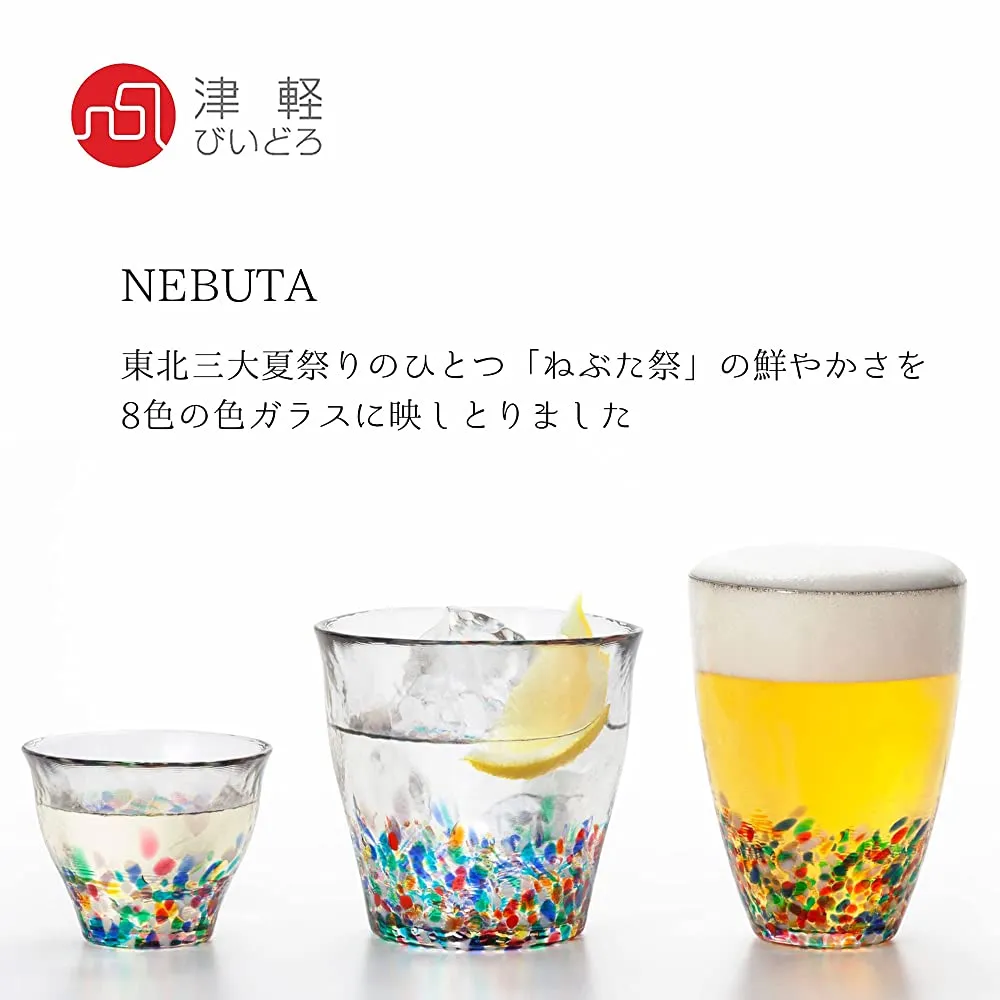 Aderia FS-71597 Tsugaru Vidro Glass Rock Glass Glass Set, Nebuta Sake Sanpu Set, Made in Japan