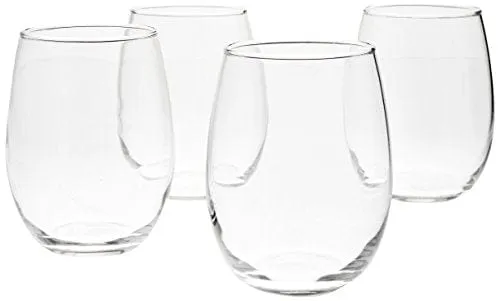 Amazon Basics Stemless Wine Glasses (Set of 4), 15 oz