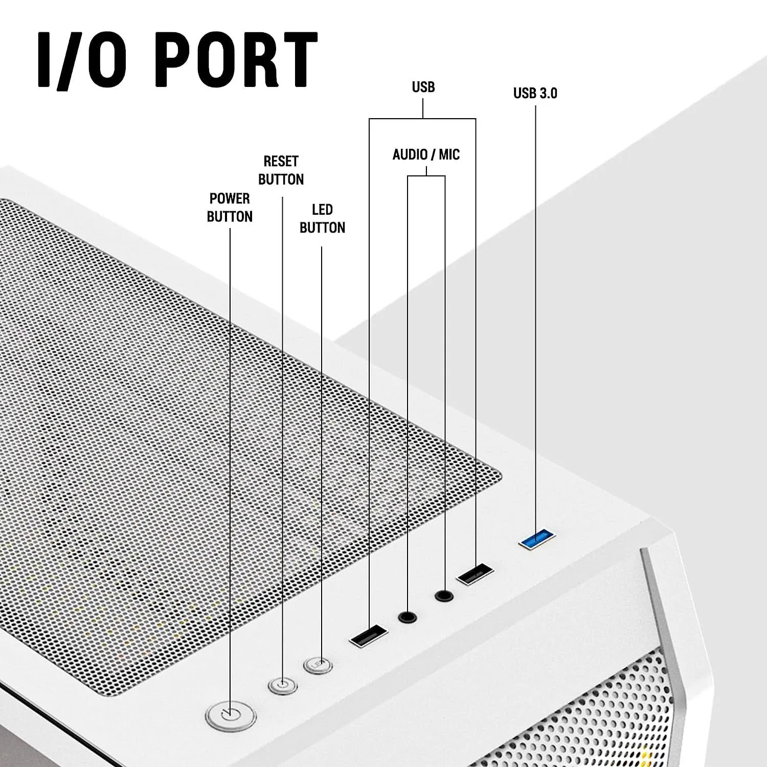 ANT ESPORTS 200 AIR MINI-TOWER M-ATX CABINET WHITE