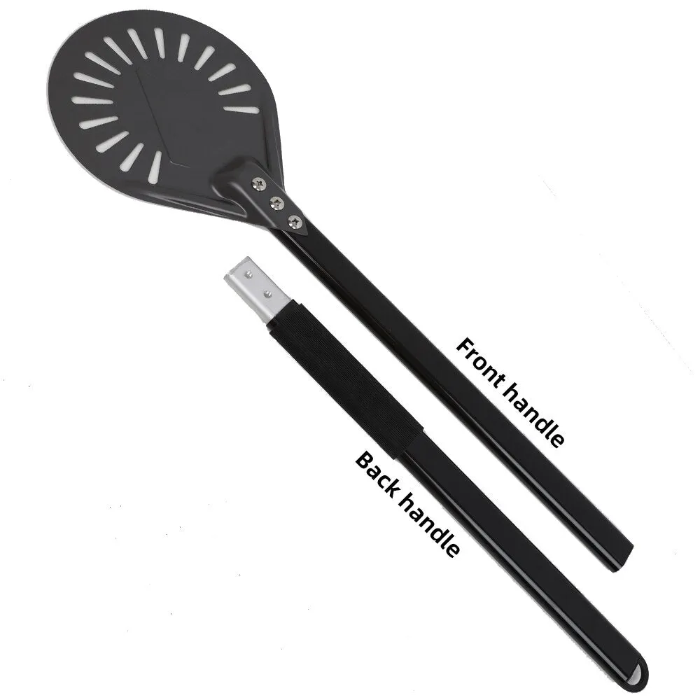 Anygleam Pizza Shovel 100cm Silver for Perforated Peel with Metal Handle Oven Turning Baking Accessory