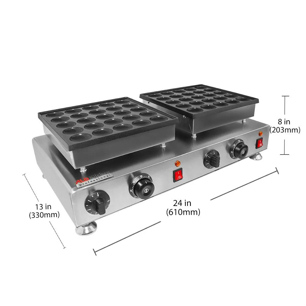 AP-543 Mini Dutch Pancake Maker | Poffertjes Grill | 50 Mini Pancakes | Nonstick Double Pan