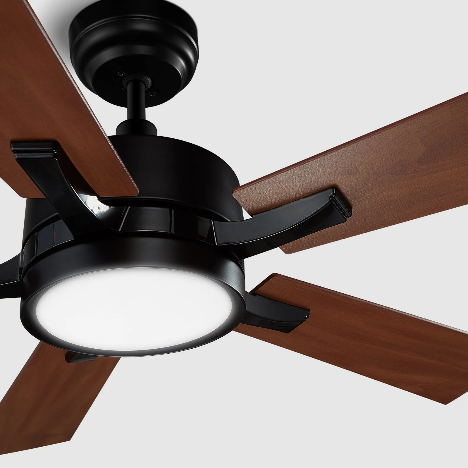 APPLETON 52 inch 5-Blade Smart Ceiling Fan with LED Light Kit & Remote Control- Black/Dark Wood