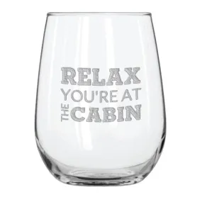 At The Cabin 15.25 oz. Etched Stemless Wine Glass Sets