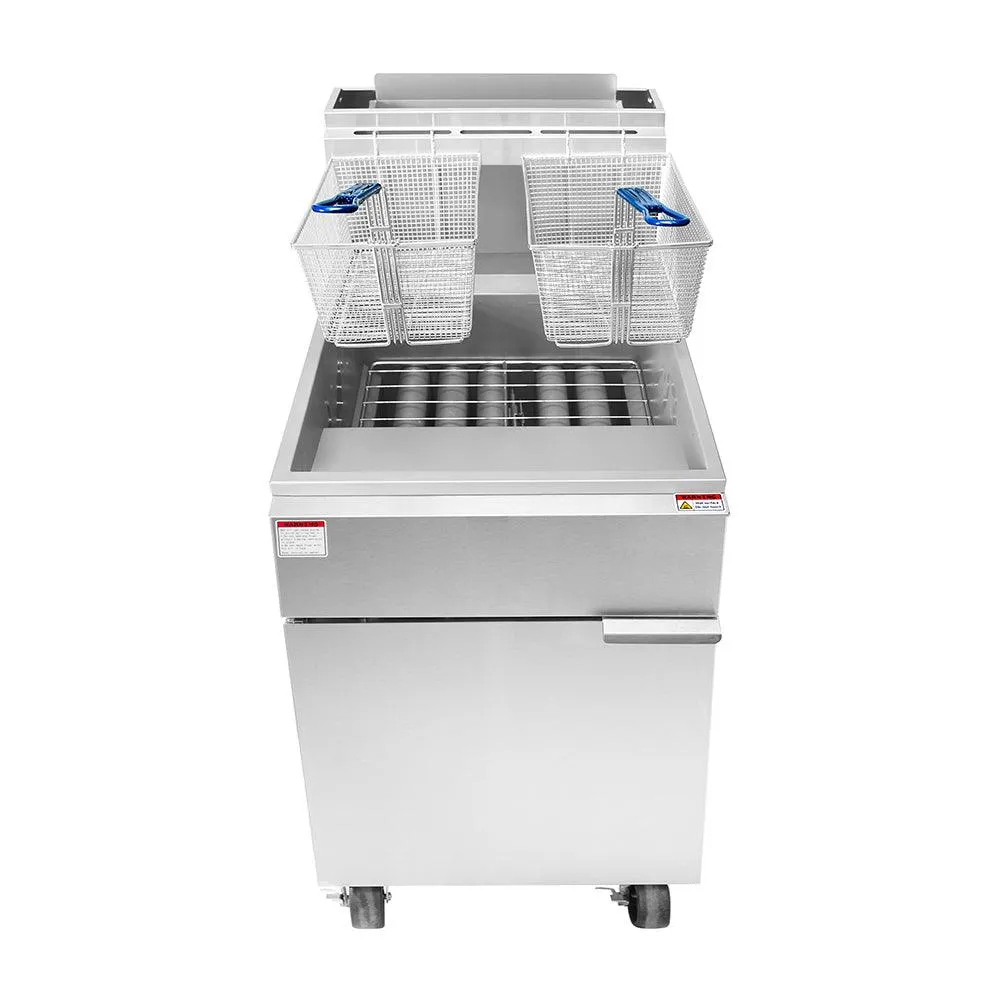 Atosa ATFS-75 75 Lb. Gas Heavy Duty Commercial Deep Fryer - 136,000 BTU