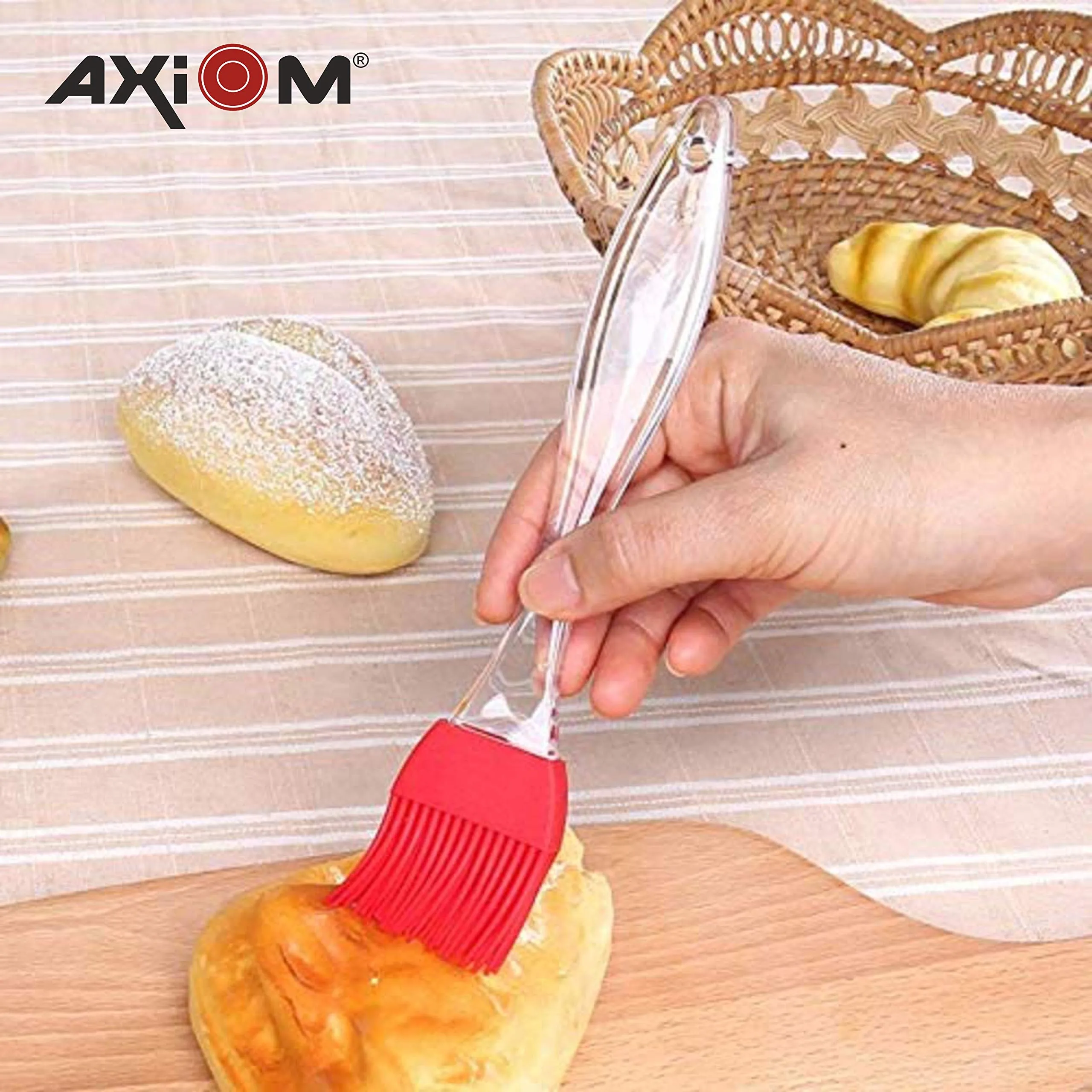 AXIOM Muffin Mould & Silicon Spatula with Brush. Non-Stick Carbon Steel Cup Cake Tray 6 Cups, & Silicon Brush with Spatula. Set of 3 bakeware