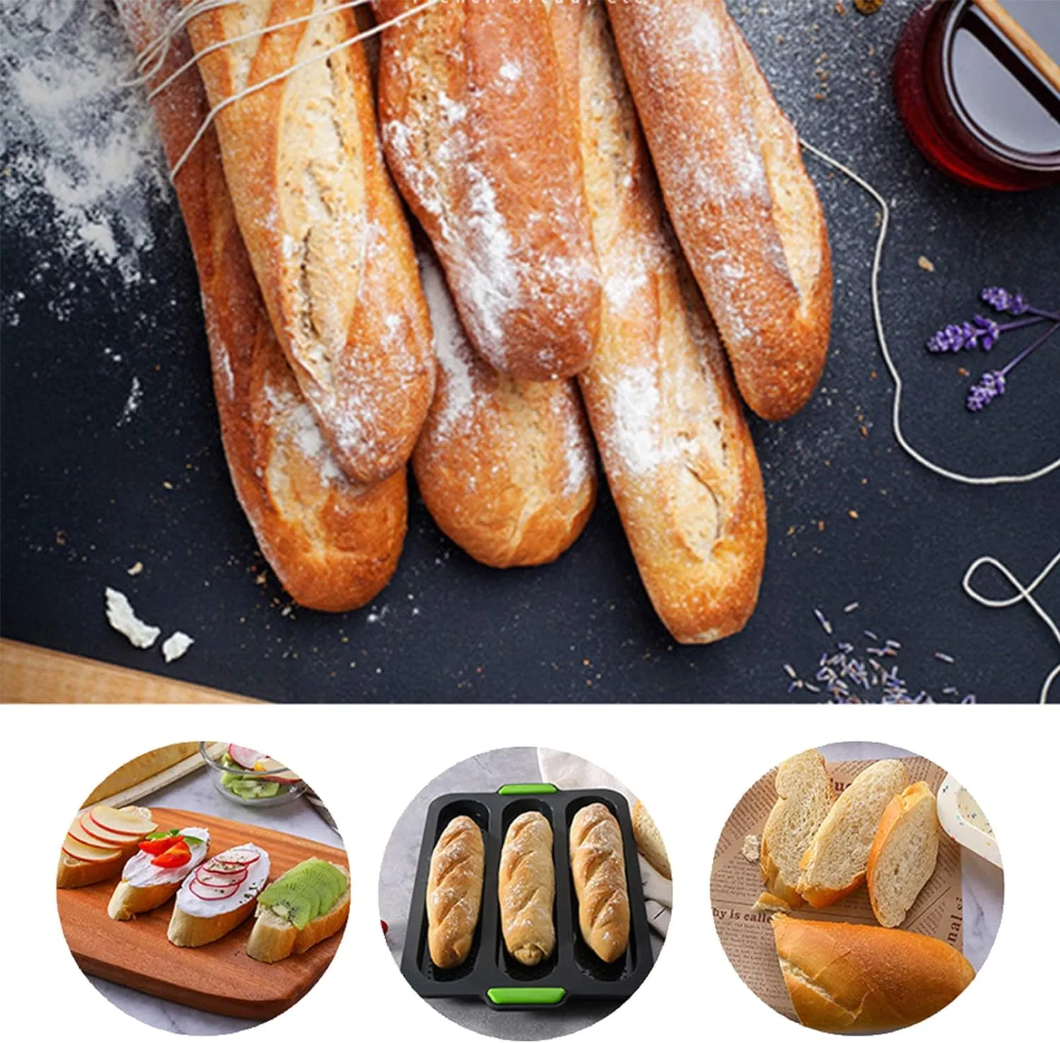 Baking Mold Grade Baguette Tray Silicone Non-stick Oven Tool