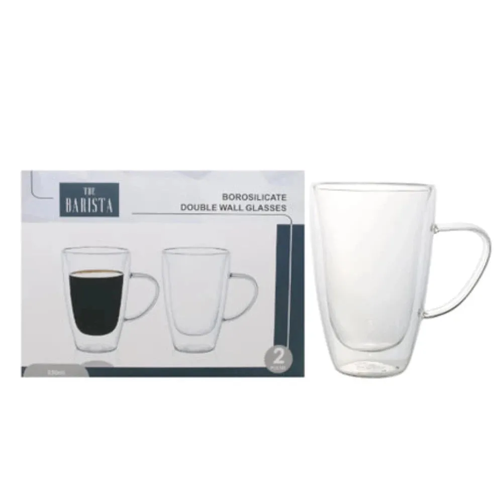 Barista Borosilicate Double Wall Café Latte Coffee Mug 330ml 2pc 11403