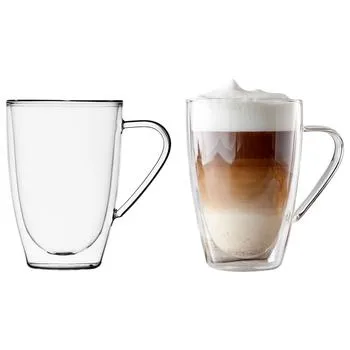 Barista Borosilicate Double Wall Café Latte Coffee Mug 330ml 2pc 11403