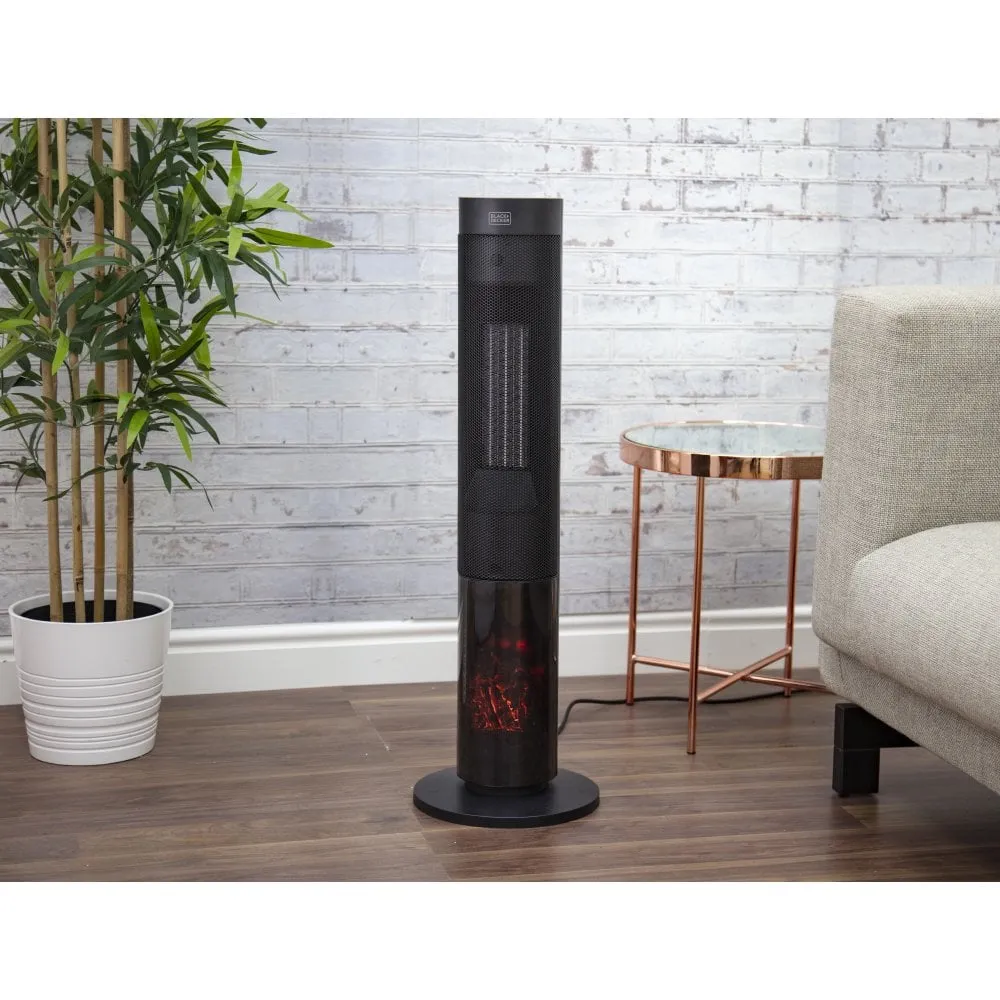 Black Decker 2KW Ceramic Tower Heater with Flame Effect