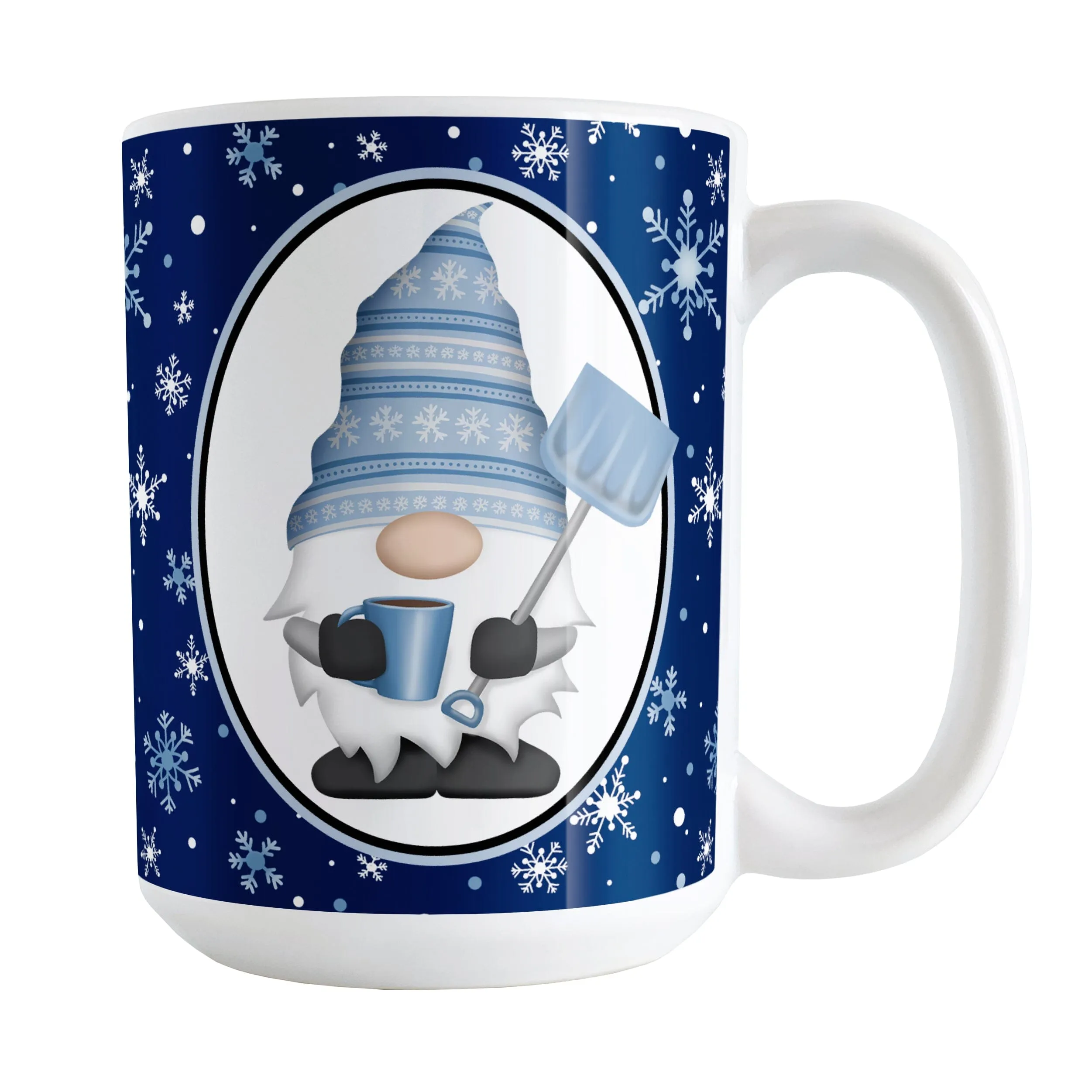 Blue Gnome Snowflakes Mug