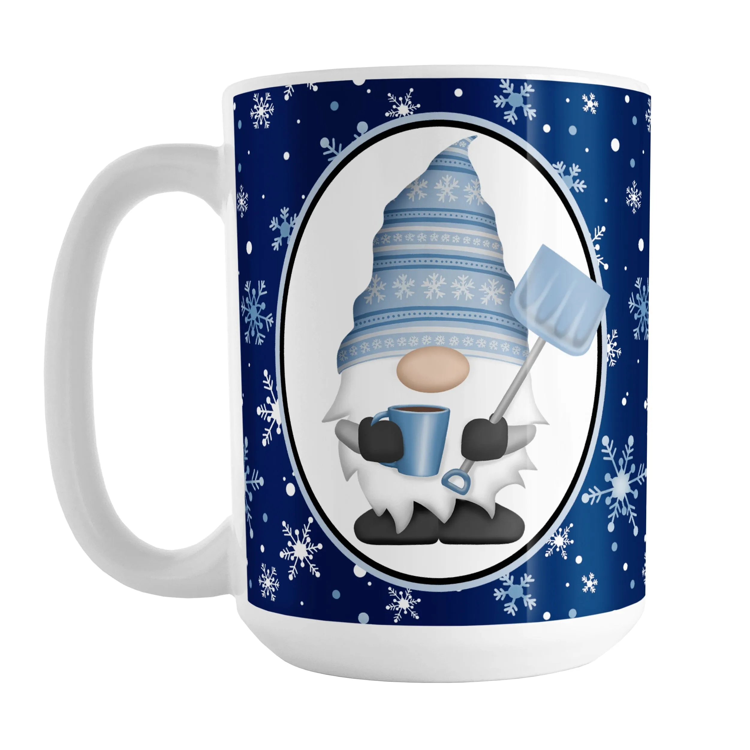 Blue Gnome Snowflakes Mug