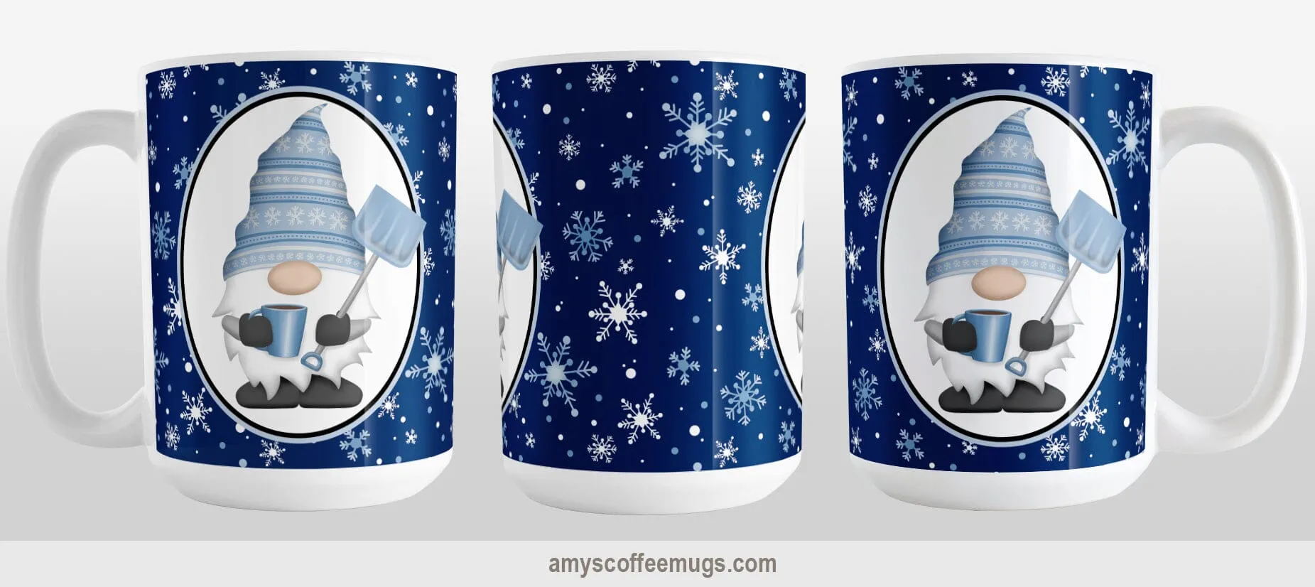 Blue Gnome Snowflakes Mug