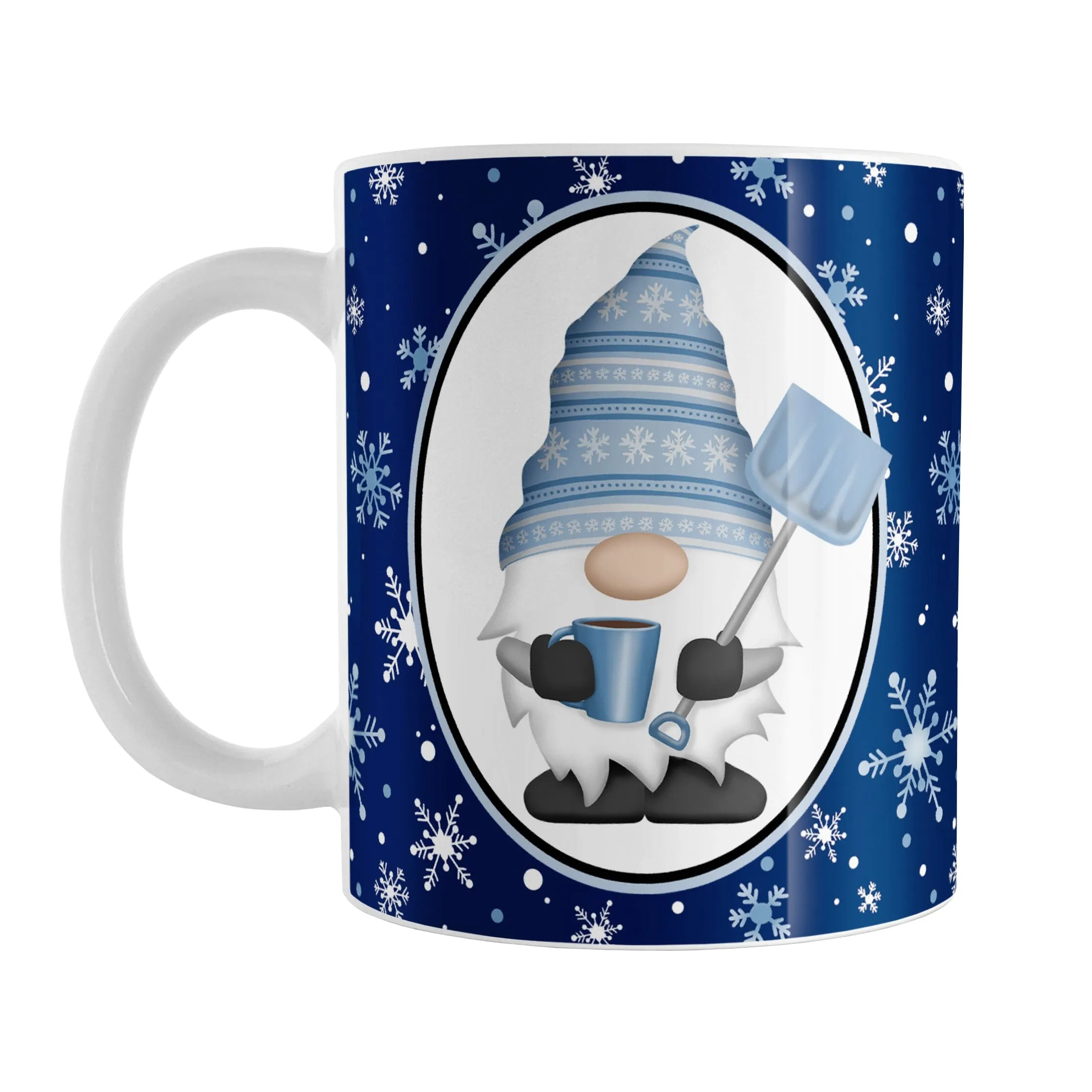 Blue Gnome Snowflakes Mug