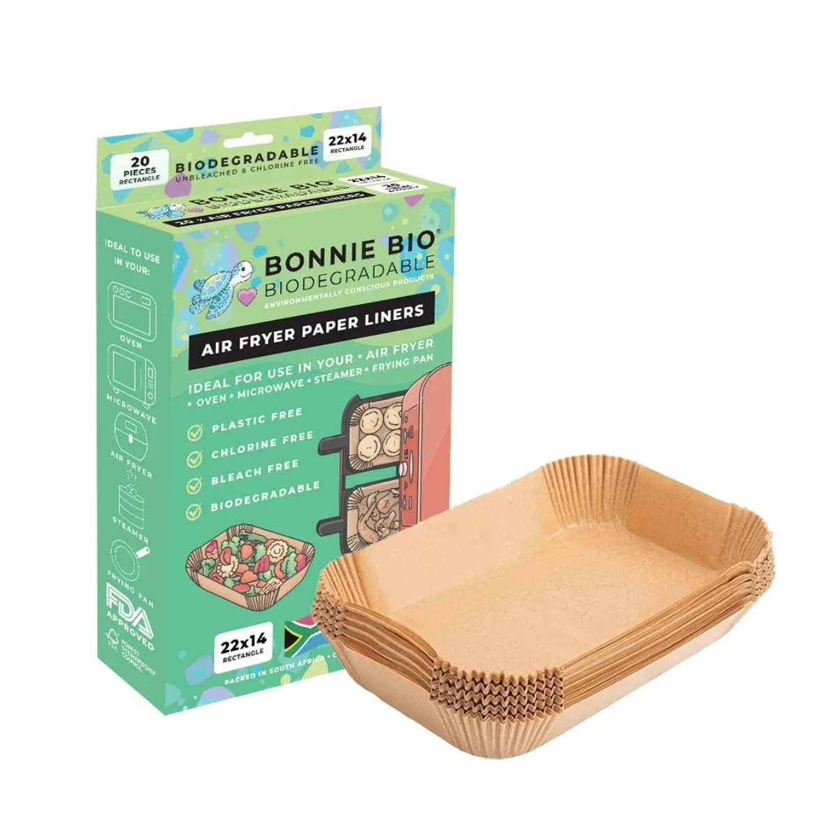 Bonnie Bio 20 22 x 14 Rectangle Biodegradable Paper Air Fryer Liners