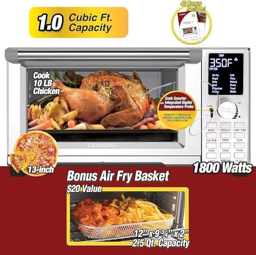 Bravo Air Fryer Toaster Smart Oven, 12-in-1 Countertop Convection, 30-QT XL Capacity, 50°-500°F Temperature Controls