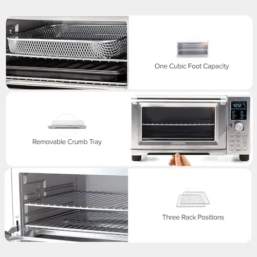 Bravo Air Fryer Toaster Smart Oven, 12-in-1 Countertop Convection, 30-QT XL Capacity, 50°-500°F Temperature Controls