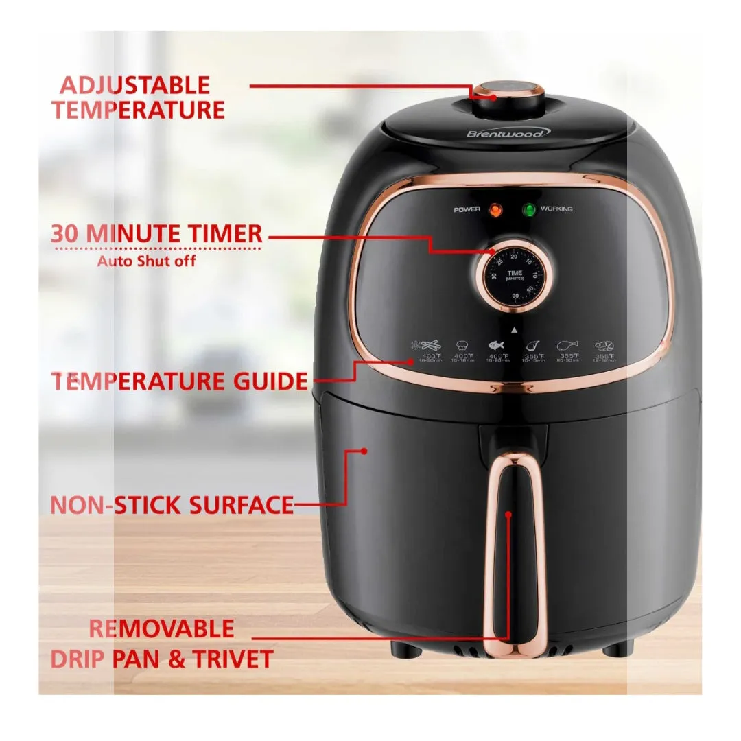 Brentwood Rapid Air Fryer Oven - Black and Copper