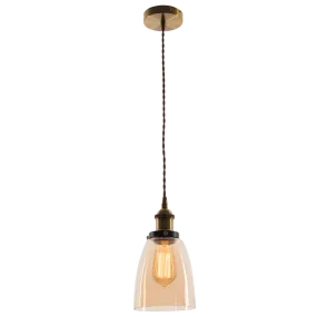 Bright Star Lighting PEN577 ANTIQUE E27 AMBER GLASS BROWN CABLE Pendant