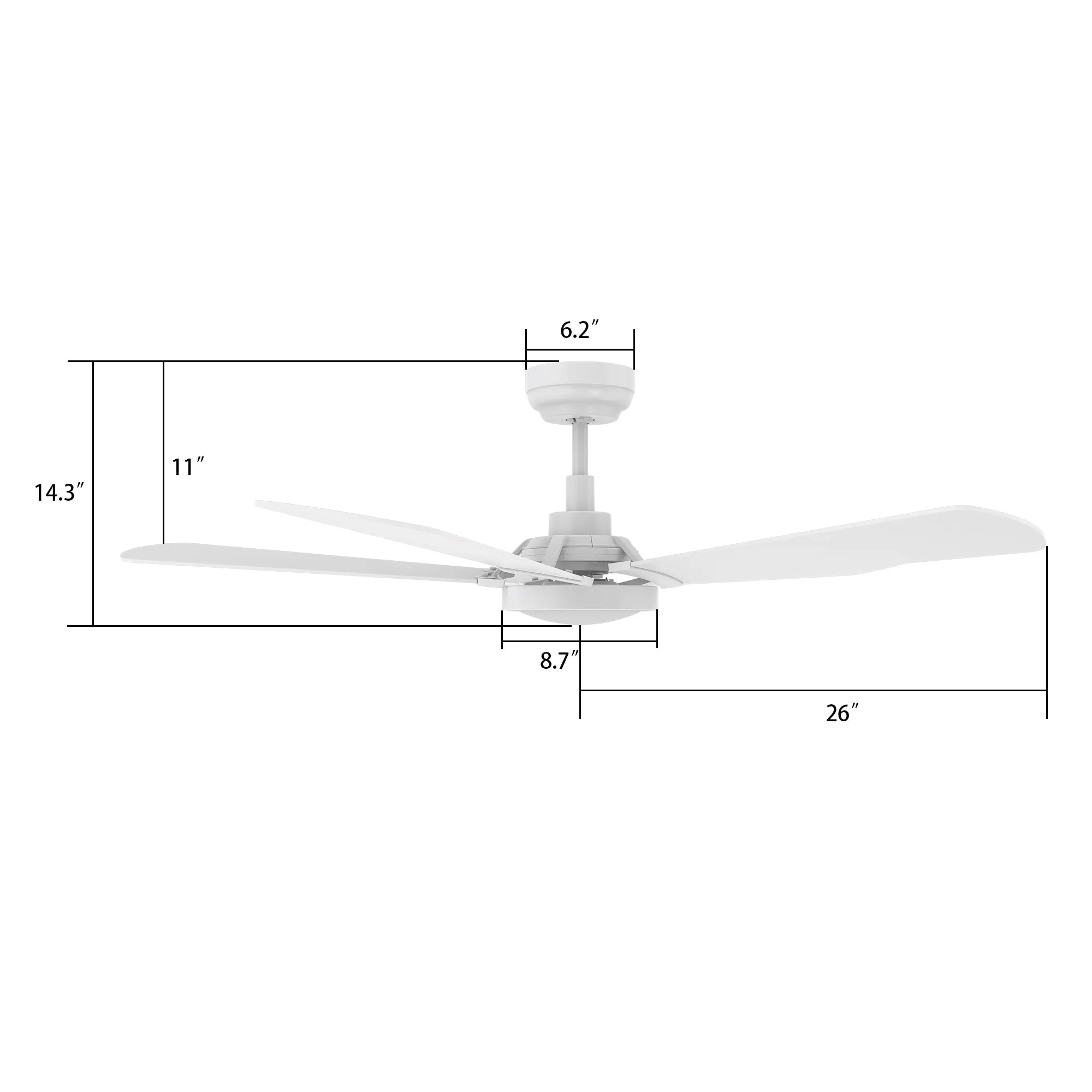 BRISA 52 inch 5-Blade Smart Ceiling Fan with LED Light Kit & Remote Control- White/White