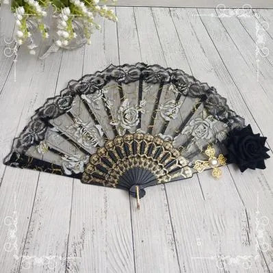 (Buy for me) Cocoa Sauce~Gothic Lolita Lace Gorgeous Folding Fan