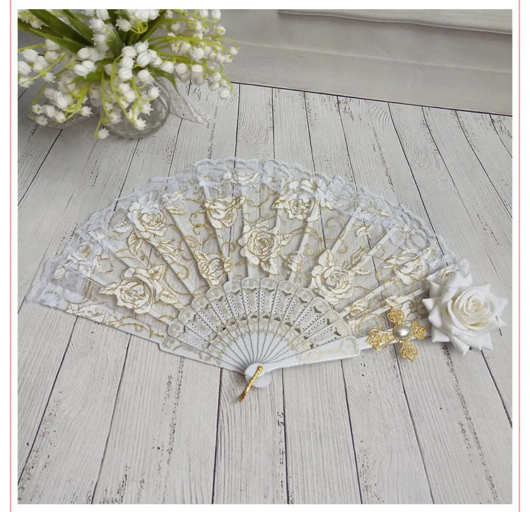 (Buy for me) Cocoa Sauce~Gothic Lolita Lace Gorgeous Folding Fan