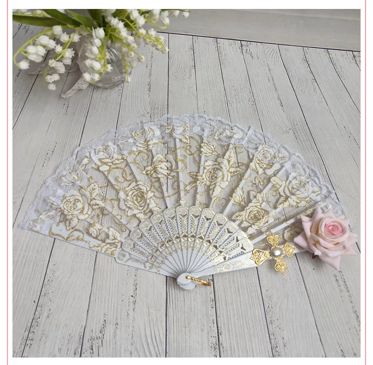 (Buy for me) Cocoa Sauce~Gothic Lolita Lace Gorgeous Folding Fan