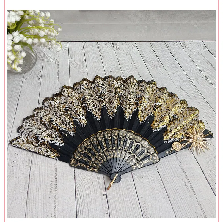 (Buy for me) Cocoa Sauce~Gothic Lolita Lace Gorgeous Folding Fan